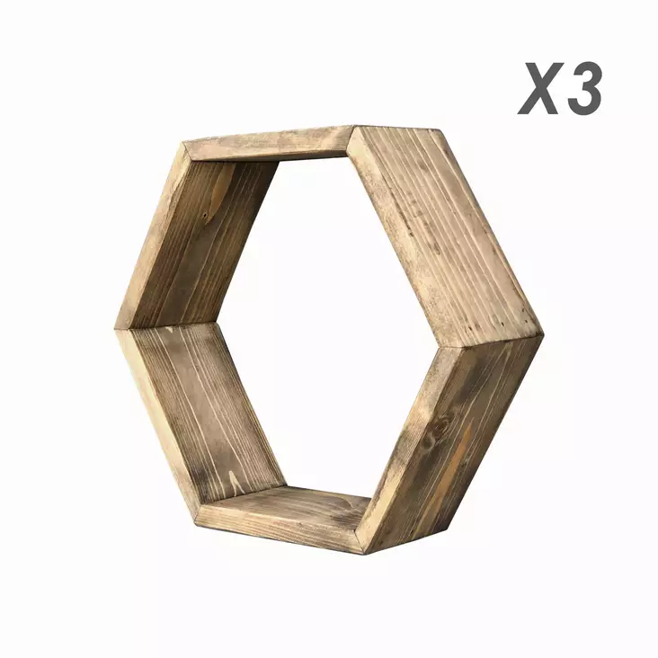 Vägghylla Hanah Home Raf109 Valnöt Massivt Trä 40x37x10 cm - Vägghyllor - 8683342785525 - 1