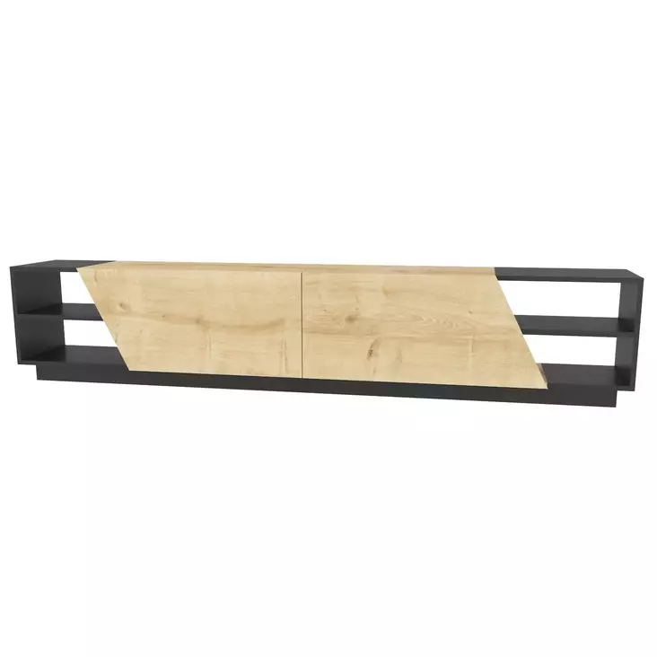 TV-bänk Hanah Home Rhodes Antracit Ek Spånskiva 240x37,1x47,4 cm - TV-bänkar - 8683743124275 - 1