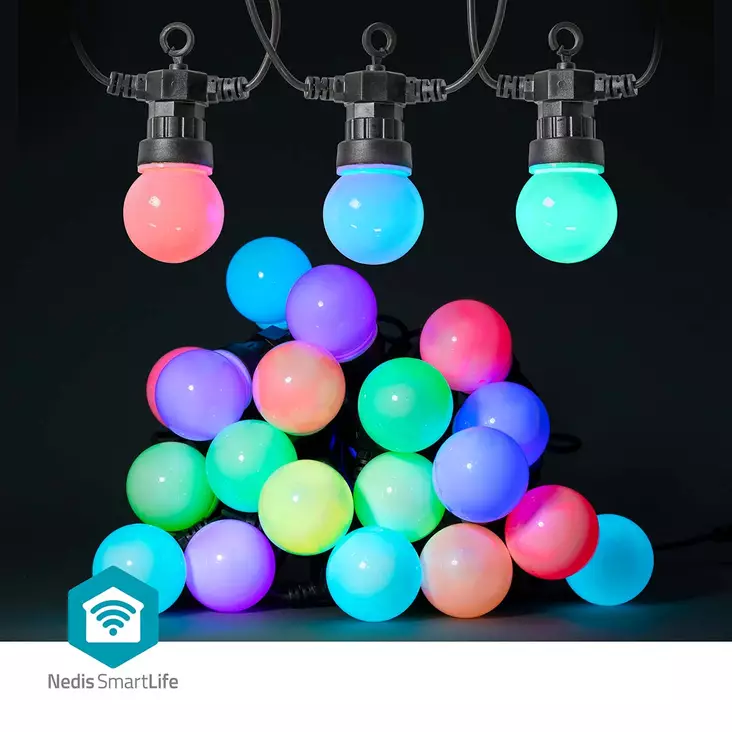 SmartLife Dekorativa Lampor | Festljus | Wi-Fi | RGB / Vit | 20 LED's | 10.0 m | Android / IOS | Glödlampediameter: 50 mm - Dekorationsljus - 5412810404315 - 1