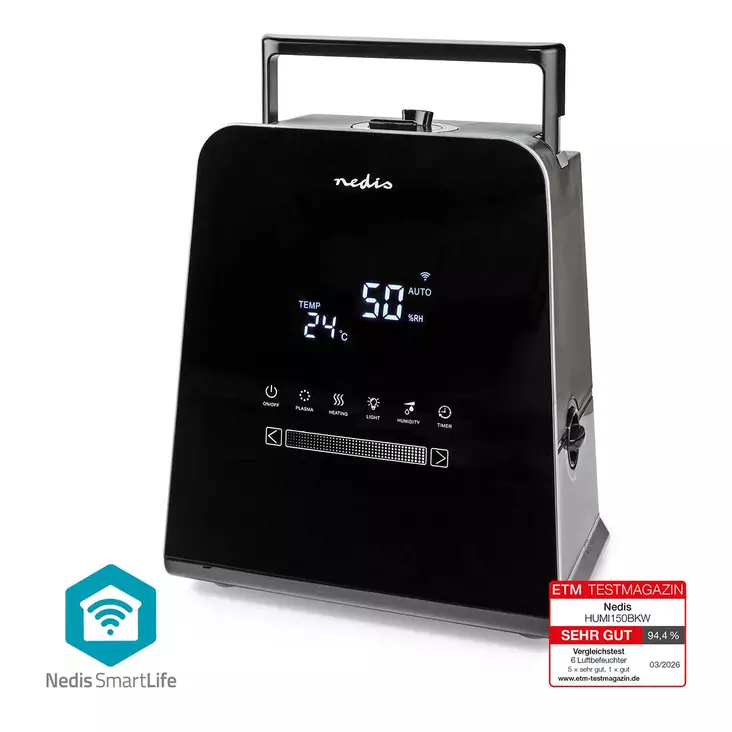 Luftfuktare för SmartLife | 110 W | Med sval och varm dimma | 5.5 l | Hygrometer | Timer | Fjärrkontroll | Nattläge | Svart - Fläktar och luftkonditioneringsapparater - 5412810406005 - 1