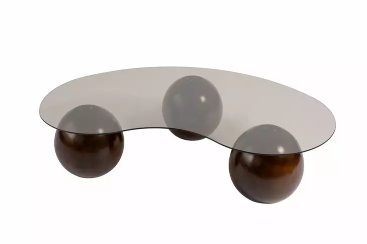 Soffbord Hanah Home Sphere Valnöt Brons Härdat Glas Polyuretan 120x30x70 cm - Soffbord - 8684283728695 - 1