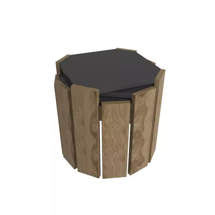 Soffbord Hanah Home Lori Antracit Valnöt Spånskiva 44,5x41x44,5 cm - Soffbord - 8683743960095 - 1