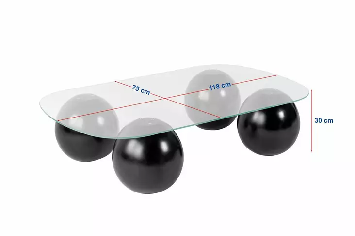 Soffbord Nordure Evara Svart Grå Härdat Glas 118x30x75 cm - Soffbord - 8684283730155 - 1