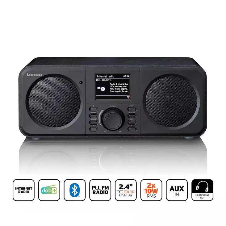 Stereo internetradio med DAB+, FM och Bluetooth® | Svart - Radioapparater - 8711902108825 - 1
