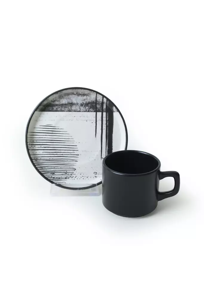 Tekoppar Set Hermia Svart Vit Keramik 12 Delar - Kaffe- och teserviser - 8684283209545 - 1