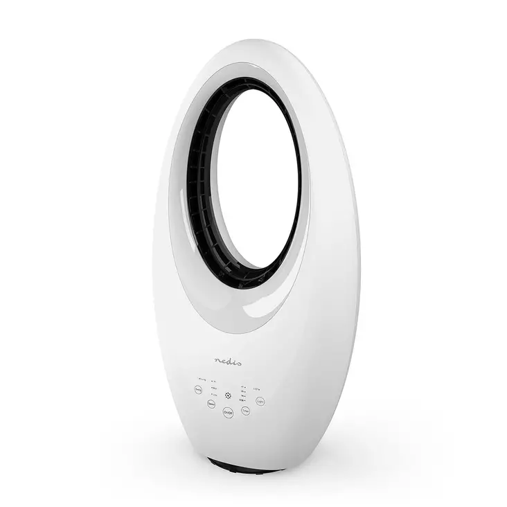 Bladlös fläkt | Strömadapter | 50 W | Svängning | Fjärrkontroll | Stäng av timer: 7.5 h | 3 hastighetsinställning | Vit - Nedis produkter - 5412810475735 - 1