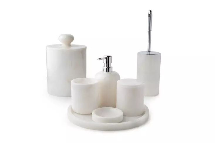 Badrumsset Mijölnir Vit 100% Thassos Marmor 27x9x12x9x10x9x10x9x16x20x9x17 cm - Badrumstillbehör - 8684283055425 - 1