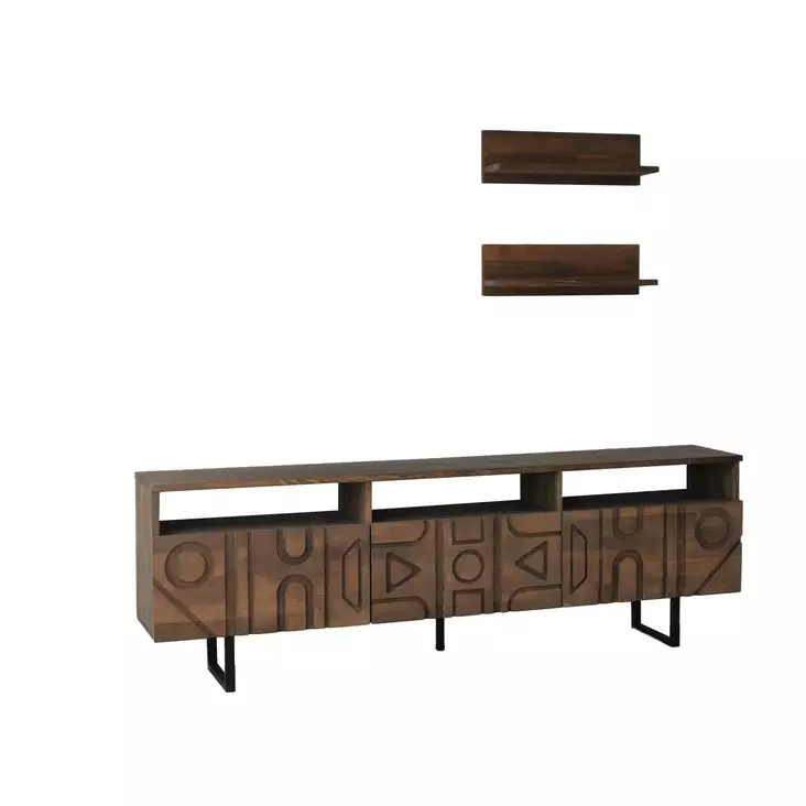 TV-bänk Hanah Home Aristo Valnöt Massiv Furu 170x40x30 cm - TV-bänkar - 8683743040865 - 1