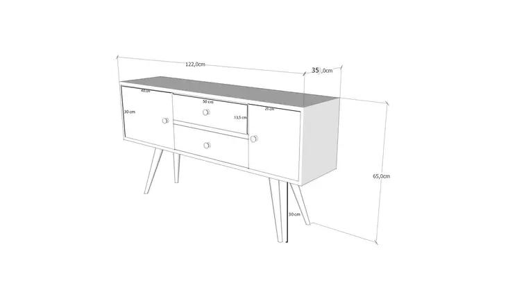 TV-bänk Hanah Home Odense Vit Valnöt Spånskiva 122x65x35 cm - TV-bänkar - 8681875742985 - 1