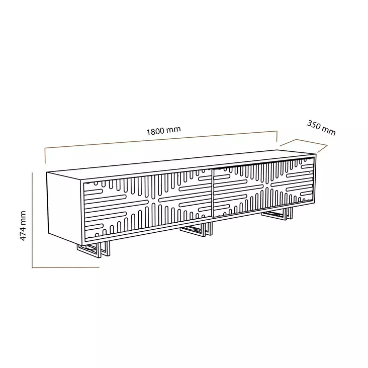 TV-bänk Hanah Home Askal Ek Vit Spånskiva 180x47,4x35 cm - TV-bänkar - 8681875385465 - 1