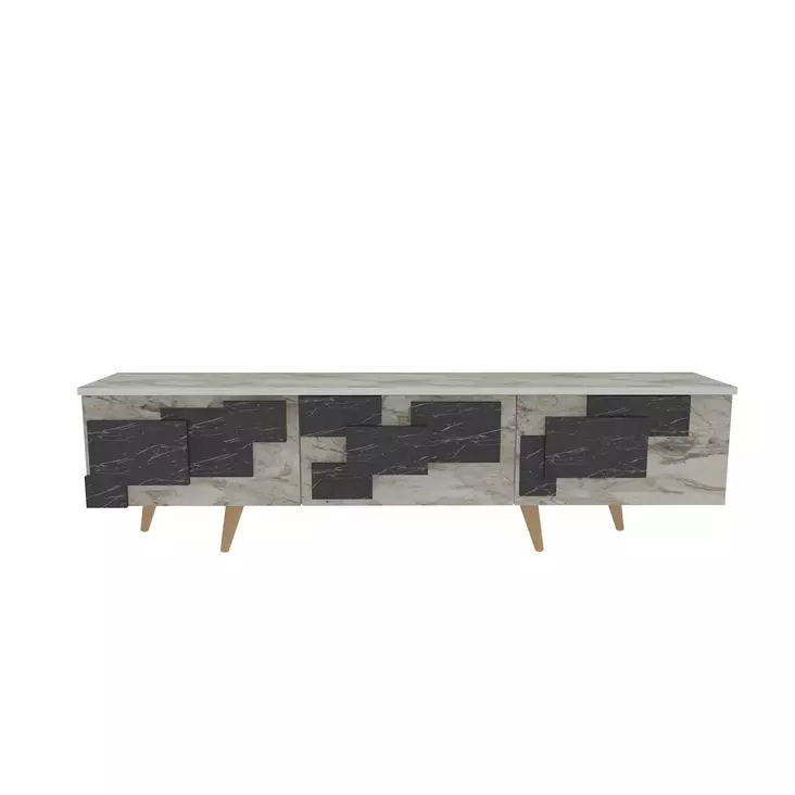 TV-bänk Hanah Home 3 D White Vit Marmormönster Spånskiva 160x45x35 cm - TV-bänkar - 8683743959655 - 1