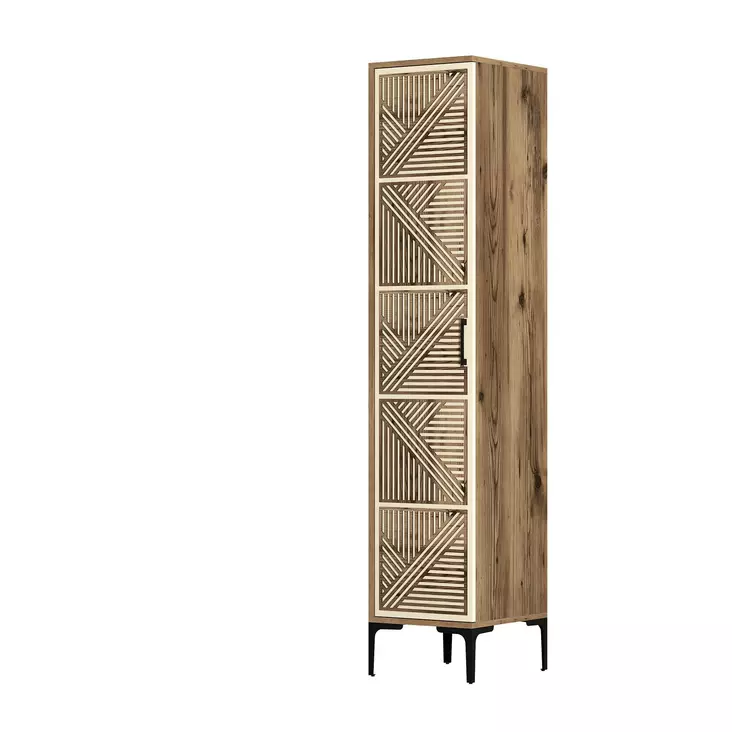 Garderob Hanah Home Kumsal P Valnöt Cream Spånskiva 40x47,5x201,4 cm - Garderober - 8684282088745 - 1