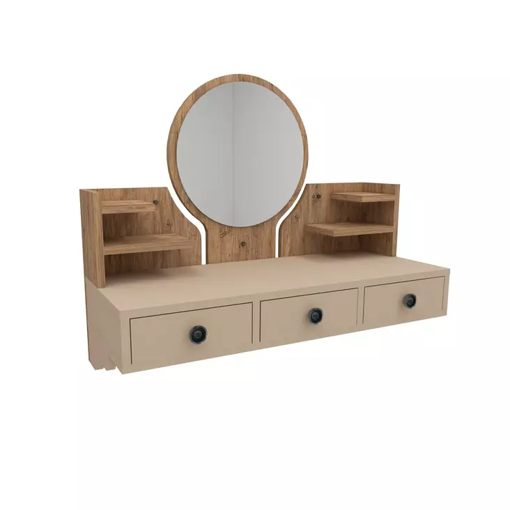 Sminkbord Hanah Home Polina Furu Beige Spånskiva 75x90x36,8 cm - Toalettbord - 8683743972685 - 1