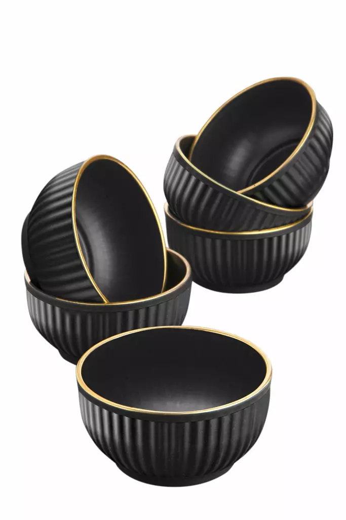 Skål Set Hermia Svart Plast 6 Delar - Serveringsfat - 8683342786065 - 1