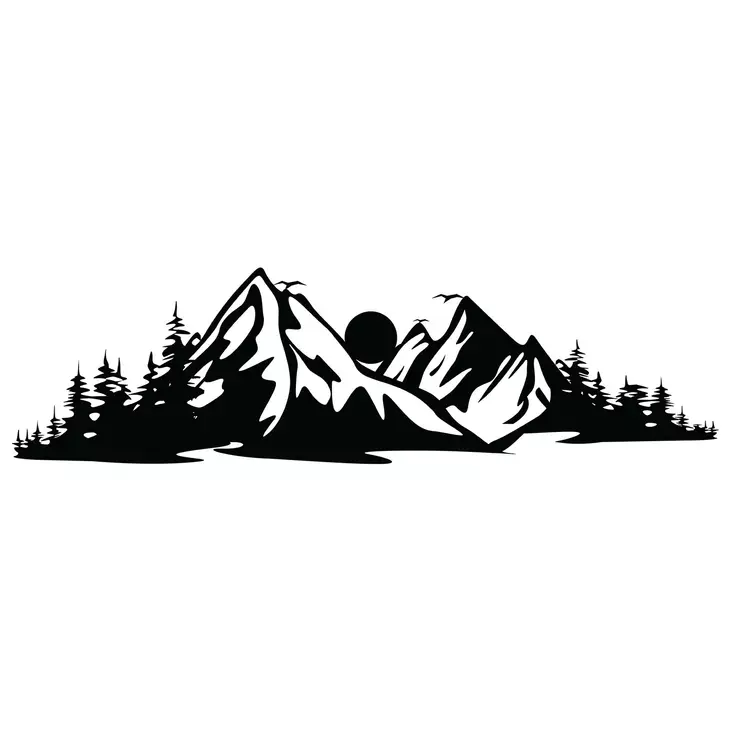 Väggdekor Metall Wallity Mountain 2 Svart Metall 68x19 cm - Dekorationer, prydnadsföremål - 8683342161695 - 1