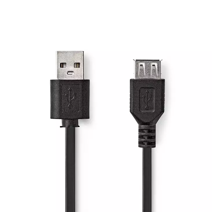 USB-kabel | USB 2.0 | USB-A Hane | USB-A Hona | 480 Mbps | Nickelplaterad | 0.20 m | Rund | PVC | Svart | Låda - Dator och nätverk - 5412810421435 - 1