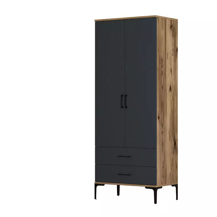 Garderob Hanah Home Kumsal T Valnöt Antracit Spånskiva 80x47,5x201,4 cm - Garderober - 8684282088875 - 1