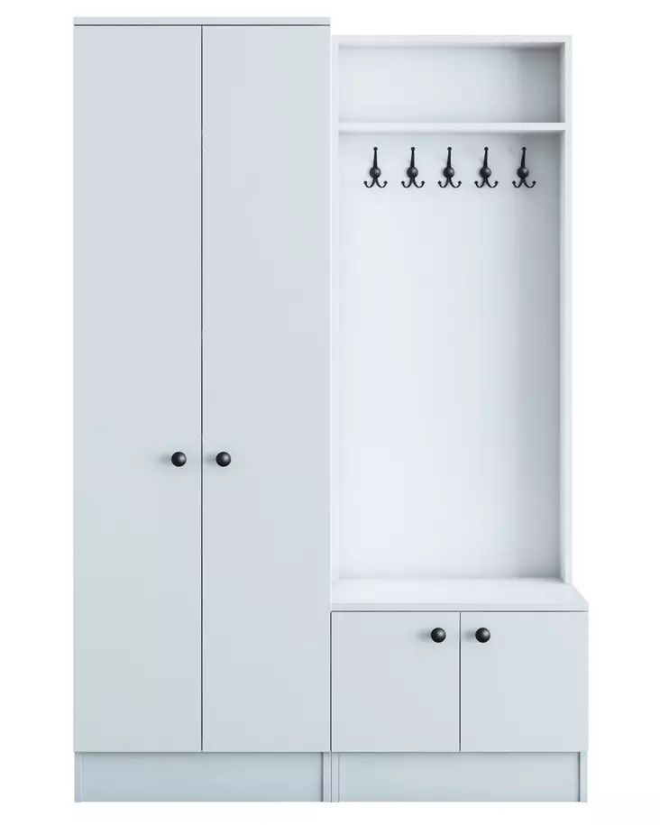 Hallmöbel Hanah Home M11 Vit Spånskiva 119,6x182,8x37,3 cm - Hallskåp - 8681875885255 - 1