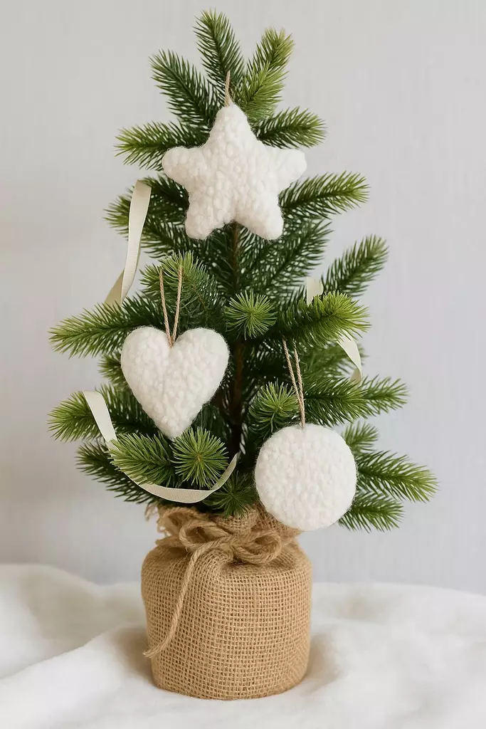 Juldekoration Aberto Design Lu Set Vit Polyester Jute 12x12x13 cm - Juldekorationer och textilier - 8684283979295 - 1