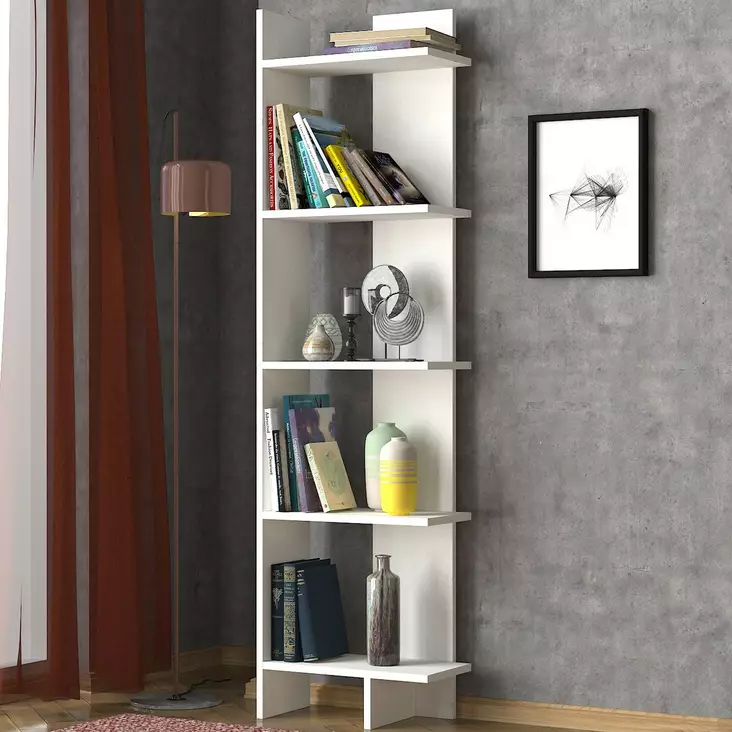 Bokhylla Hanah Home Perla Vit Spånskiva 48,5x170x22 cm - Bokhyllor - 8681875215175 - 1