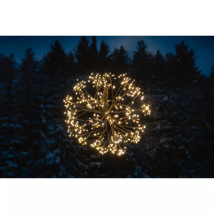 Valopallo 480 micro-LED 40 cm lämmin valkoinen musta Finnlumor - Näyttävä riippuva LED-koristevalopallo sisä- ja ulkokäyttöön (IP44) - Ljussmycken och ljusfigurer - 6410416377285 - 1