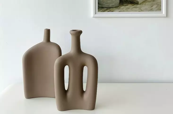 Vas Set Aberto Design CY0153 Ljusbrun Keramik 15x4x19 cm 15x5x27 cm - Hängande blomkrukor och vaser - 8684282979425 - 1
