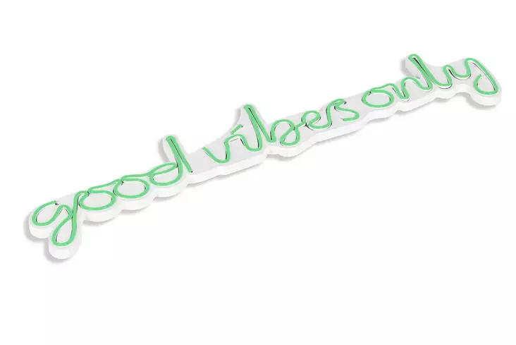 Dekorativ Led Väggdekor Wallity Good Vibes Only Grön Plast 76x19 cm - Ljussmycken och ljusfigurer - 8682870288225 - 1