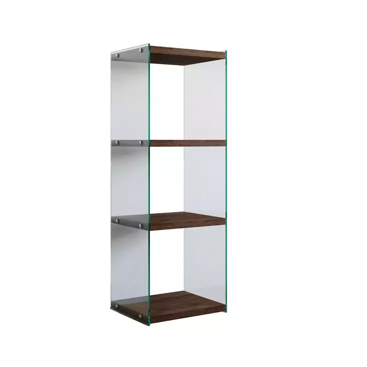 Bokhylla Hanah Home R301 Valnöt Massiv Furu Härdat Glas 40x120x35 cm - Bokhyllor - 8681875832075 - 1