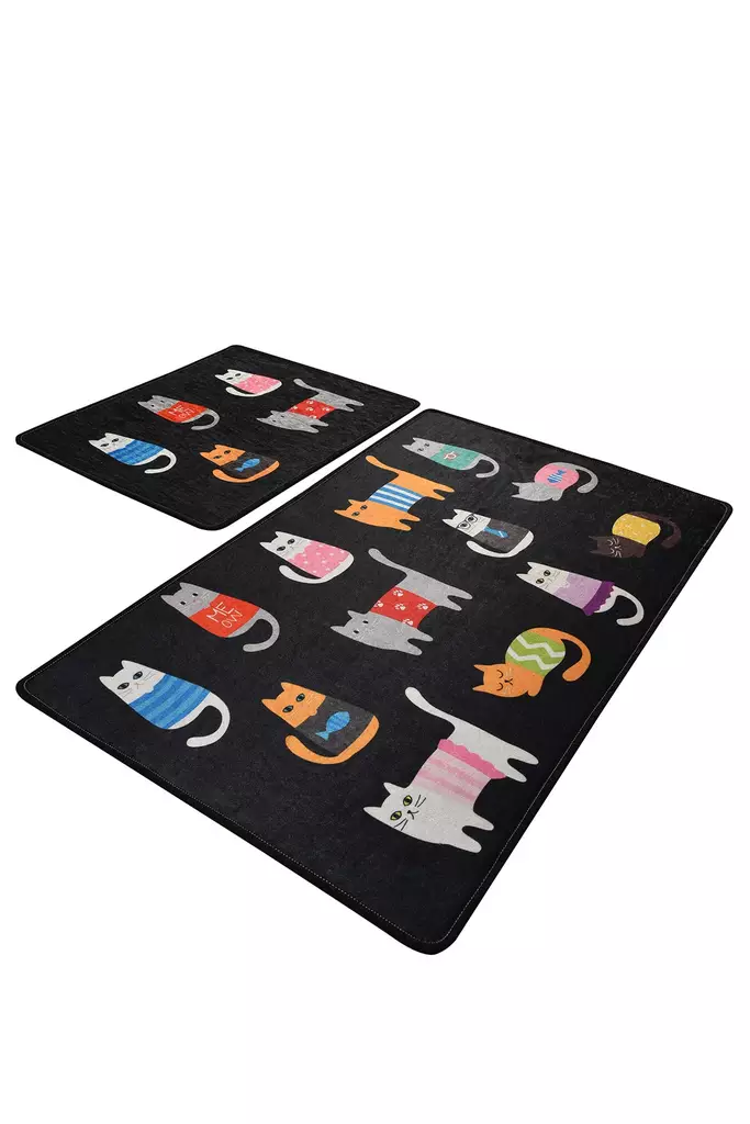 Badrumsmatta Set Mijölnir Flerfärgad 100% Polyester Antibakteriell Halkfri Maskintvättbar 50x60 cm & 60x100 cm - Badrumsmattor och våtrumsmattor - 8681875426465 - 1