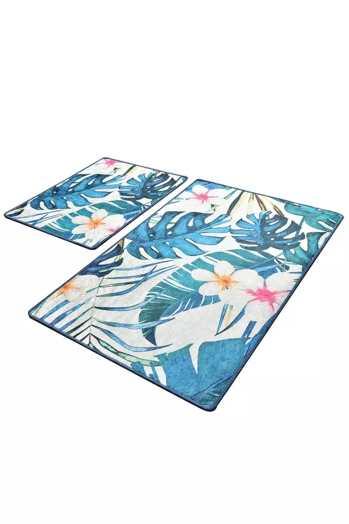 Badrumsmatta Set Mijölnir Flerfärgad 100% Polyester Antibakteriell Halkfri Maskintvättbar 50x60 cm & 60x100 cm - Badrumsmattor och våtrumsmattor - 8681875588675 - 1