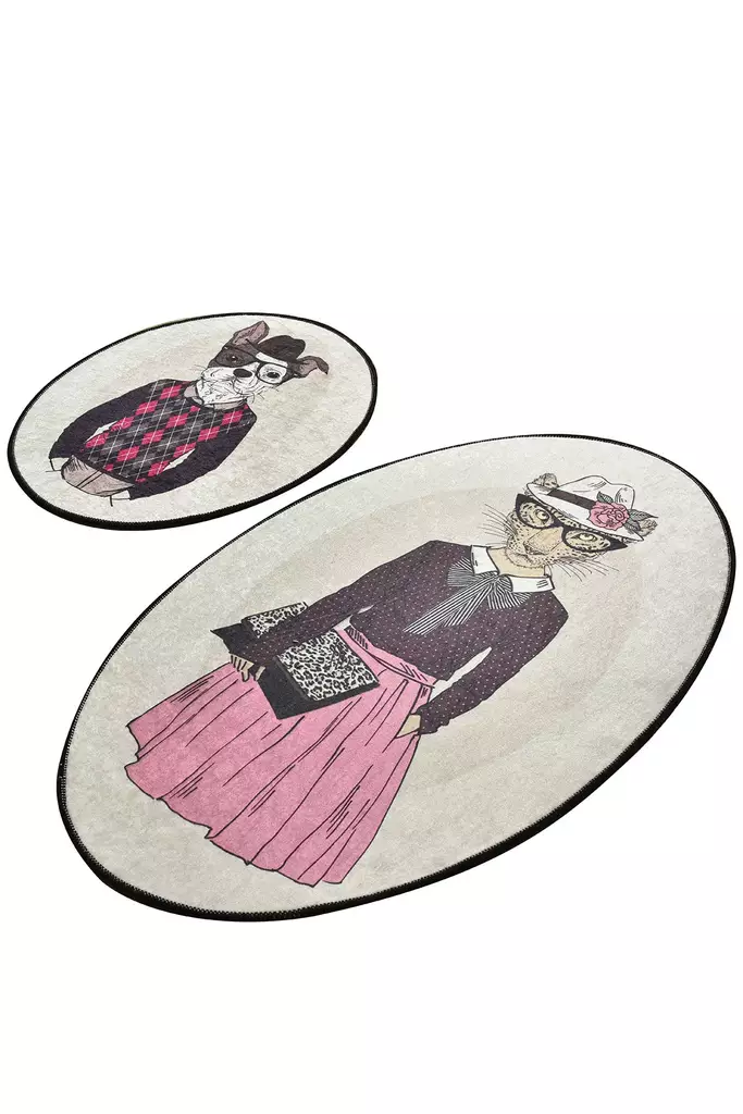 Badrumsmatta Set Mijölnir Flerfärgad 100% Polyester Antibakteriell Halkfri 50x60 cm & 60x100 cm - Badrumsmattor och våtrumsmattor - 8681875897395 - 1