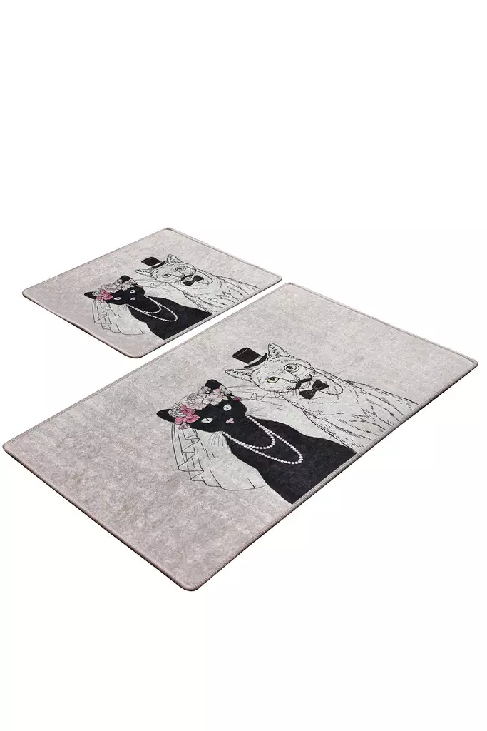 Badrumsmatta Set Mijölnir Flerfärgad 100% Polyester Antibakteriell Halkfri Maskintvättbar 50x60 cm & 60x100 cm - Badrumsmattor och våtrumsmattor - 8681875897425 - 1