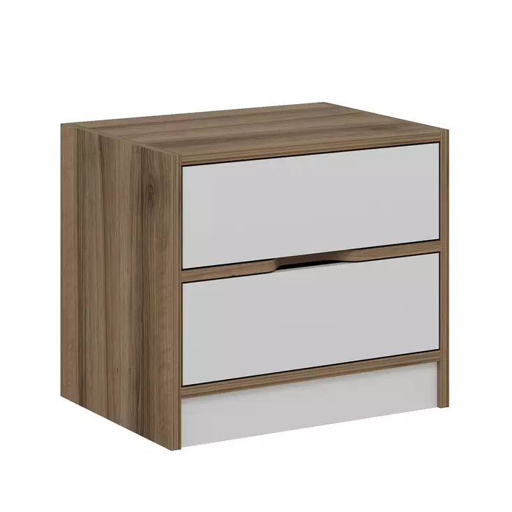 Sängbord Hanah Home Elina Valnöt Vit Spånskiva 54x40x47 cm - Nattduksbord - 8683742567295 - 1