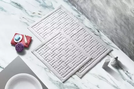 Badrumsmatta Set Mijölnir Krämvit 100% Bomull Halkfri Maskintvättbar 50x60 cm & 60x100 cm - Badrumsmattor och våtrumsmattor - 8682870189706 - 2