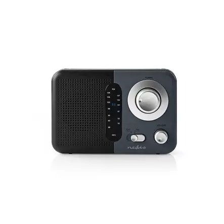 FM-radio | Portabel design | FM | Batteridriven / Strömadapter | Analog | 2.4 W | Svart Vit Skärm | Hörlursuttag | IP20 | Handtag | Grå / Svart - Radioapparater - 5412810272556 - 1