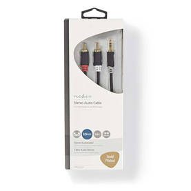 Stereoljudkabel | 3.5 mm Hane | 2x RCA Hane | Guldplaterad | 5.00 m | Rund | Antracit | Låda - Ljudkablar - 5412810265046 - 2