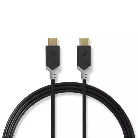 USB-kabel | USB 3.2 Gen 1 | USB-C Hane | USB-C Hane | 60 W | 4K@60Hz | 5 Gbps | Guldplaterad | 2.00 m | Rund | PVC | Svart | Låda - Dator och nätverk - 5412810272266 - 1