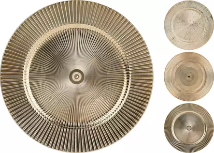 Dekorativ metallisk gyllene väggtallrik 33?cm – lyxig inredningsdetalj för hemmet - Ljus och lyktor - 8719987118296 - 1