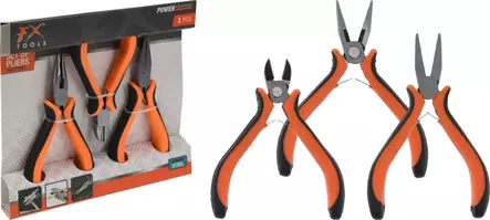 FX Tools 3-delad tångsats – högkvalitativa kolståltänger för noggrant arbete och hållbar användning - Tänger och avbitare - 8720573490726 - 1