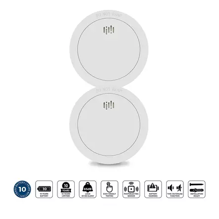 2x Rökdetektor med 10 års batteritid och sensorns drifttid Vit - Brandvarnare och kolmonoxidvarnare - 8711902093206 - 1