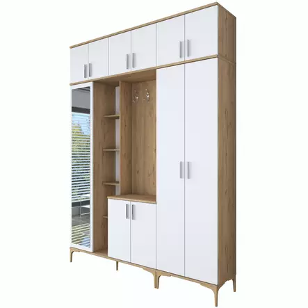Hallmöbel Hanah Home EA121 Valnöt Vit Spånskiva 180x240x37,5 cm - Hallskåp - 8684282480846 - 1