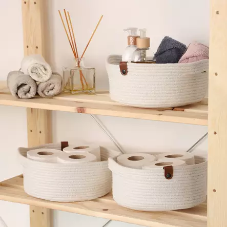 Korgset Aberto Design JUT05003227D Ecru Bomull Juterep 25x25x10 cm - Förvaringslådor och korgar - 8683742917786 - 1