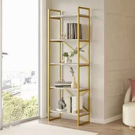 Bokhylla Hanah Home Vg3 Ge Marmormönster Spånskiva 58x175x30 cm - Bokhyllor - 8684282134886 - 2