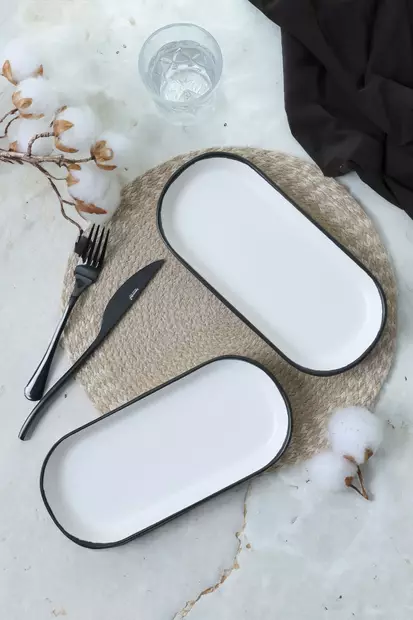 Uppläggningsfat Set Hermia Matt Vit Stengods 2 Delar - Tallrikar - 8684283440726 - 2