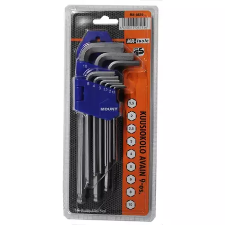 Insexnyckelsats 9-delar lång - Fastnycklar och vridverktyg - 6430013065156 - 1