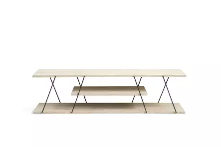 TV-bänk Hanah Home Canaz Travertin Svart Spånskiva Metall 120x33x30 cm - TV-bänkar - 8684283111176 - 1