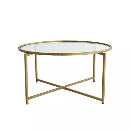 Soffbord Hanah Home Gold Sun S404 Guld Härdat Glas 83x40x83 cm - Soffbord - 8682870730946 - 1