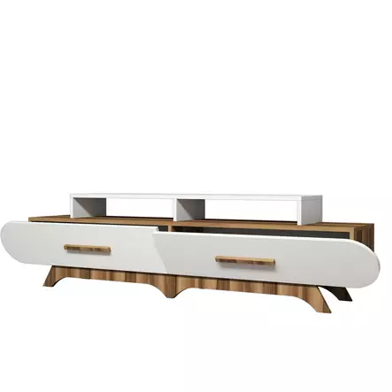 TV-bänk Hanah Home Flora Valnöt Vit Spånskiva 205x50x36,8 cm - TV-bänkar - 8681875184556 - 1