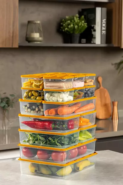 Förvaringslåda Set Hermia Orange Plast 19 Delar - Matlådor och matförvaringsbehållare - 8684283210336 - 2