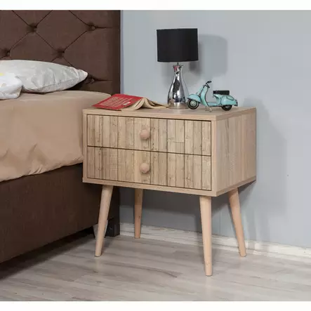 Sängbord Hanah Home Two Sonoma Ek Spånskiva 60x61x40 cm - Nattduksbord - 8681875340846 - 2